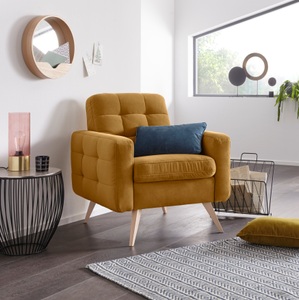 exxpo - sofa fashion, exxpo - sofa fashion Sessel, exxpo - sofa fashion Sessel »Nappa, Loungesessel, aktuelle Rückensteppung, bequem und modern« hoher Holzfuss