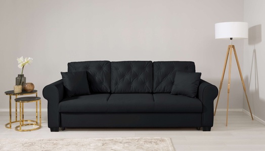 HOME AFFAIRE, Home affaire 3-Sitzer »MORVILLE B/T/H: 240/90/94 cm, Liegefläche 195/141 cm«, Federkern-Polsterung, incl. Zierkissen, Incl. Bettkasten, Schlafsofa, Home affaire 3-Sitzer »MORVILLE B/T/H: 240/90/94 cm, Liegefläche 195/141 cm«, Federkern-Polsterung, incl. Zierkissen, Incl. Bettkasten, Schlafsofa