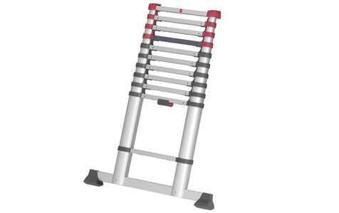 Hailo, Hailo T80 FLEXLINE 7113-111 Aluminium Teleskopleiter Arbeitshöhe (max.): 3.95 m Silber, Schwarz, Rot 10.7 kg, Hailo Teleskopleiter T80 FlexLine