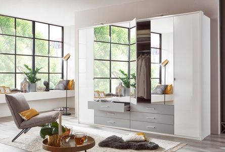 Wimex, Wimex Drehtürenschrank »Sumatra«, Livetastic Drehtürenschrank in weiss, hellgrau , Sumatra , Holzwerkstoff , 4 Fächer , 6 Schubladen , 270x210x58 cm , Dekorfolie,Dekorfolie,Nachbildung,Nachbildung , In verschiedenen Grössen erhältlich , 001787056304