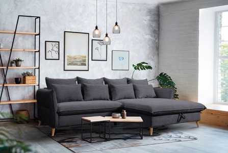 exxpo - sofa fashion, exxpo - sofa fashion Ecksofa »WALPY«, L-Form, wahlweise mit Bettfunktion und Bettkasten, in Cord, exxpo - sofa fashion Ecksofa »WALPY, elegant & modern, bequem, schmale Armlehnen, Breite 274cm« L-Form, wahlweise mit Bettfunktion und Bettkasten, in Cord
