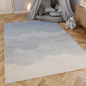 SMART KIDS, SMART KIDS Kinderteppich »Mika«, rechteckig, aus Naturfasern, dezentes Wolken-Motiv, pastellfarben, Kinderzimmer, SMART KIDS Kinderteppich »Mika«, rechteckig, 1,2 mm Höhe, aus Naturfasern, dezentes Wolken-Motiv, pastellfarben, Kinderzimmer