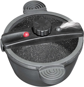Stoneline, Stoneline Dampf- und Energiespar-Topf mit Deckel Ø 24 cm Stoneline schwarz, STONELINE Dampfgartopf, Aluminiumguss, (1 tlg.), Dampfkochtopf, Ø 24 cm, Induktion