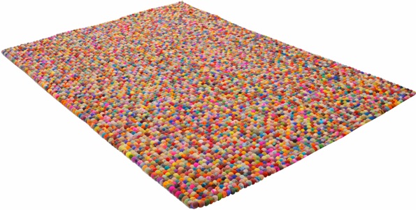 THEKO, Wollteppich, »Ballo«, THEKO, rechteckig, Höhe 22 mm, handgewebt, THEKO Wollteppich »Felty 2.2«, rechteckig, 22 mm Höhe, Filzkugel-Teppich, reine Wolle, handgefertigt