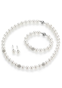 FIRETTI, Firetti Schmuckset »Collier, Armband und Ohrhaken« (Set, 4 tlg.), Firetti Schmuckset »Multipack Schmuck Geschenk Perlenkette Perlenarmband Perlohrhaken«, (Set, 4 tlg.), mit Muschelkernperlen und Kristallsteinen