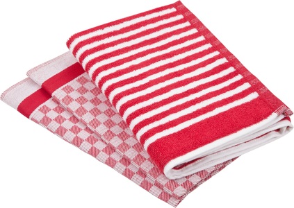 Ross, ROSS Geschirrtuch »Exclusiv«, (Set, 3 tlg.), 1x Küchen-Frottiertuch 50x50 cm Streifen und 2 Geschirrtücher 50x70 cm mit Karodesign, ROSS Geschirrtuch »Exclusiv« 1x Küchen-Frottiertuch (Streifen) und 2 Geschirrtücher (Karodesign)