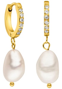 Geschenkidee, Purelei Malahi Ohrring, Purelei Paar Creolen »Schmuck Geschenk Malahi Ohrringe, 2024-Earring-Malahi«, Made in Germany - mit Zirkonia (synth.) - mit Süsswasserzuchtperle