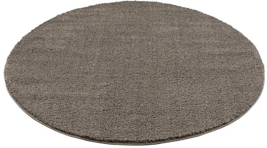 Carpet City, Carpet City Hochflor-Teppich »Plainy«, rund, 30 mm Höhe, Polyester, Langflor Uni Taupe, Wohnzimmer, Carpet City Hochflor-Teppich »Plainy«, rund, 30 mm Höhe, Shaggy Polyester Teppich, besonders weich, Uni Farben