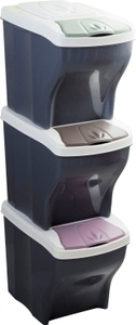 Bama, BAMA Abfalleimer »POKER TRIS«, 3 x 20 Liter, Bischof Bama Mülltrennsystem »FUN«, 3 Behälter, Kunststoff, abnehmbarer Deckel, 3tlg, je 20 Liter