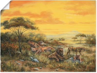 Artland, Artland Wandbild »Löwen in der Steppe«, Bilder von Afrika, (1 St.), in vielen Grössen & Produktarten - Alubild / Outdoorbild für den Aussenbereich, Leinwandbild, Poster, Wandaufkleber / Wandtattoo auch für Badezimmer geeignet, Artland Wandbild »Löwen in der Steppe«, Bilder von Afrika, (1 St.), als Alubild, Leinwandbild, Wandaufkleber oder Poster in versch. Grössen