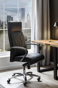mutoni casual, Bürodrehstuhl Echtleder schwarz, Bürodrehstuhl Echtleder schwarz
