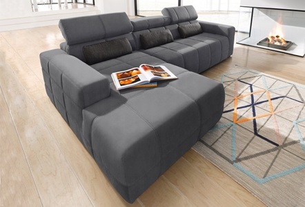 DOMO collection, DOMO collection Ecksofa, DOMO collection Ecksofa »Brandon grosse Ausführung B/T/H: 289/177/80 cm, auch in Leder und Cord«, mit Kopfteilverstellung, wahlweise Sitztiefenverstellung, L-Form
