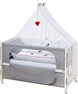 Roba, home24 Room Bed Adam und Eule, roba® Babybett »Room bed - Dekor Adam und Eule«, als Beistell-, Kinder- und Juniorbett verwendbar