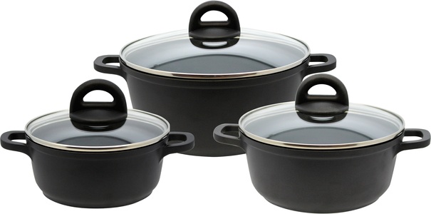 Elo, Elo - Meine Küche Topf-Set (Set, 10-tlg., 4 Töpfe, 3, Deckel, 2 Pfannen, 1 Paar Pfannenschoner), Elo Basic Topf-Set, Aluminiumguss, (Set, 10 tlg., 4 Töpfe, 3, Deckel, 2 Pfannen, 1 Paar Pfannenschoner)