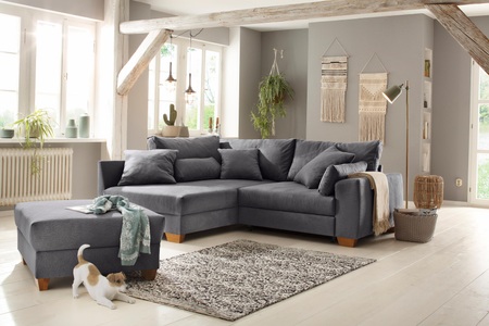 HOME AFFAIRE, Home affaire Ecksofa »Helena«, wahlweise mit Bettfunktion, Federkern, lose Kissen versch. Grösse, Home affaire Ecksofa, wahlweise mit Bettfunktion, verschiedene Bezugsarten