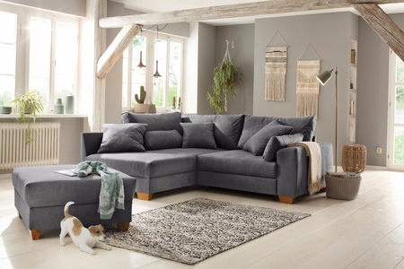 HOME AFFAIRE, Home affaire Ecksofa »Helena«, wahlweise mit Bettfunktion, Federkern, lose Kissen versch. Grösse, Home affaire Ecksofa, wahlweise mit Bettfunktion, verschiedene Bezugsarten