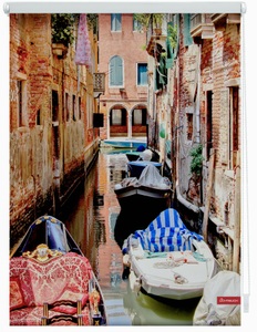 LICHTBLICK, Seitenzugrollo, Lichtblick, »Venedig Gondola«, Klemmfix, Kettenzug, Lichtschutz, Fixmass, ohne Bohren, LICHTBLICK ORIGINAL Seitenzugrollo »Klemmfix Motiv Venedig Gondola«, Lichtschutz, ohne Bohren, freihängend, bedruckt