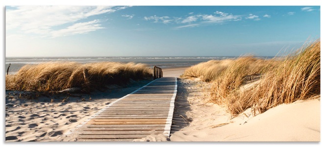 Artland, Artland Küchenrückwand »Nordseestrand auf Langeoog - Steg«, Artland Küchenrückwand »Nordseestrand auf Langeoog - Steg«, (1 tlg.), Alu Spritzschutz mit Klebeband, einfache Montage