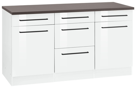 HELD MÖBEL, HELD MÖBEL Unterschrank »Tulsa«, 150 cm breit, 2 Türen, 3 Schubkästen, 2 grosse Auszüge für viel Stauraum, auch als Sideboard verwendbar, schwarzer Metallgriff, hochwertige MDF Front, KOCHSTATION Unterschrank »KS-Tulsa«, 150 cm breit, 2 Türen, 3 Schubkästen, 2 grosse Auszüge für Stauraum