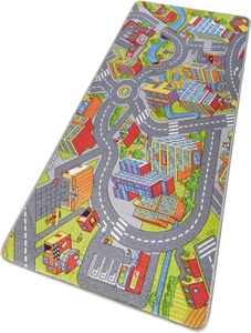 Hanse Home, Hanse Home - Teppich Play - 160x240 cm - Grau, HANSE Home Kinderteppich »Smart City«, rechteckig, 0,65 mm Höhe, Kurzflor, Kinderteppich, Rutschfest, Spielteppich, Kinderzimmer