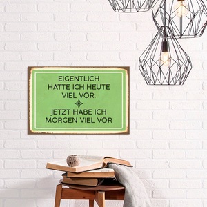 QUEENCE, queence Metallbild »Viel vor«, Schriftzüge, (1 St.), Stahlschilder, queence Metallbild »Viel vor«, Schriftzüge, (1 St.), Stahlschilder