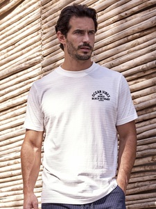 LERROS T-Shirt »LERROS Gestreiftes T-Shirt mit Front und Backprint«