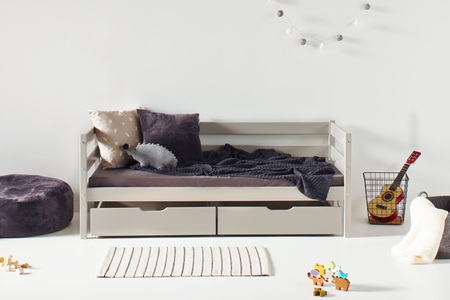 Hoppekids, Hoppekids Einzelbett »IDA-MARIE« (Set), Hoppekids - Kinderbett HS-COMFORT - taupe - Holz - 76/166/65 cm