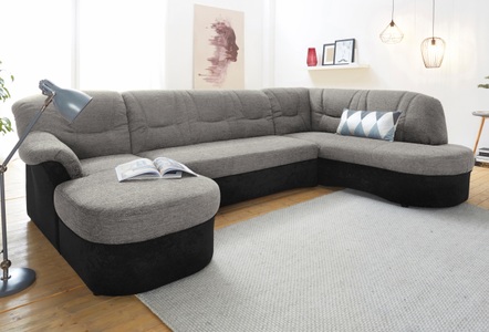DOMO collection, DOMO collection Wohnlandschaft, DOMO collection Wohnlandschaft »Sarafina, zeitlos und komfortabel, optional mit Federkern, U-Form« wahlweise mit Bettfunktion