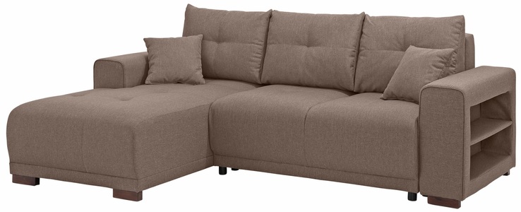 HOME AFFAIRE, Home affaire Ecksofa »Viborg«, mit Regal in der Armlehne, wahlweise mit Bettfunktion, Home affaire Ecksofa »Viborg L-Form«, mit Regal in der Armlehne, wahlweise mit Bettfunktion