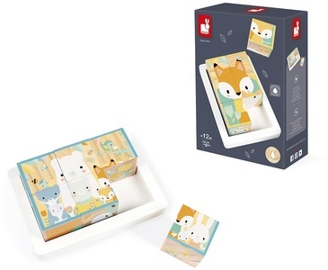 Janod, Janod® Pure Motiv-Bausteine, Puzzle-Würfel PURE ? TIERE