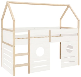 LÜTTENHÜTT, Lüttenhütt Hochbett »Janne«, aus schönem massivem Kiefernholz, Einzelbett, in einer Haus-Optik Form, inklusive praktischer massiver Holzleiter und Paneele, in verschiedenen Farbvarianten erhältlich, Liegefläche 90x200 cm, GOODproduct Hochbett »Janne« Kiefernholz, Einzelbett, inklusive Holzleiter, Liegefläche 90x200 cm