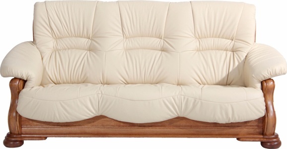 MAX WINZER, Max Winzer® 3-Sitzer »Texas«, mit dekorativem Holzgestell, Breite 202 cm, Max Winzer® 3-Sitzer »Texas mit aufwendig gefrästen Ornamenten im Eichenholzgestell«, bequemer Retro Klassiker, kompakte Stellmasse, Breite 202 cm