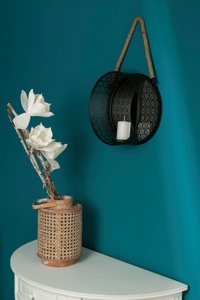HOME AFFAIRE, Home affaire Spiegelwandblaker »Andschana«, Myflair Möbel & Accessoires Spiegelwandblaker »Andschana, schwarz«, (1 St.), Landhaus, rund
