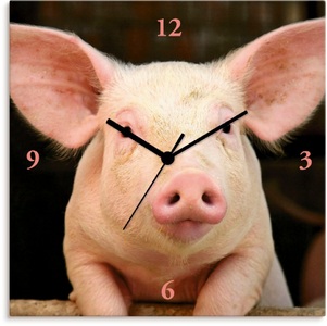 Artland, Artland Wanduhr »Vorwitziges Schwein«, Artland Wanduhr »Vorwitziges Schwein«, wahlweise mit Quarz- oder Funkuhrwerk, lautlos ohne Tickgeräusche