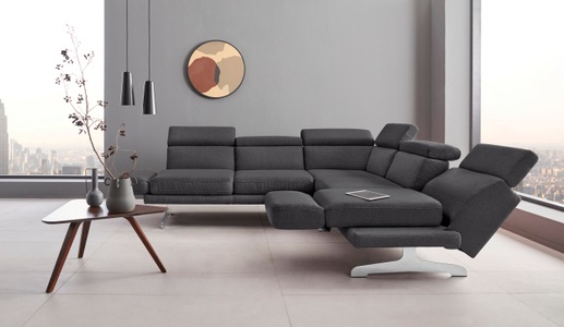 PLACES OF STYLE, Places of Style Ecksofa »Amantea«, mit Fussablage, Arm-, Kopf- und Rückenverstellung, wahlweise mit 2 Drehsitzen - so wird der äussere Sitz zum Sofa, 