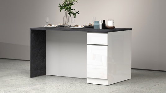 Kochstation, KOCHSTATION Kücheninsel "Sole,Kochinsel,Küchenarbeitsblock,Inselküche,Arbeitsinsel" Breite 160 cm mit 2 Türen,2 Schubkästen, Aluminiumgriff