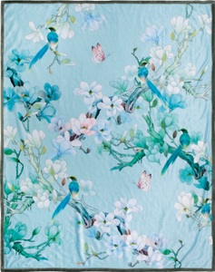 Descanso, Descanso Plaid »Shi«, Super weich, Descanso Plaid »Shi«, Sehr Weich, Kuscheldecke, 130x160 cm, Wendeoptik, Blumen, Grün