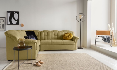 DOMO collection, DOMO collection Ecksofa, DOMO collection Ecksofa »Papenburg B/T/H: 242/190/84 cm L-Form«, wahlweise mit Bettfunktion, Langer Schenkel links oder rechts