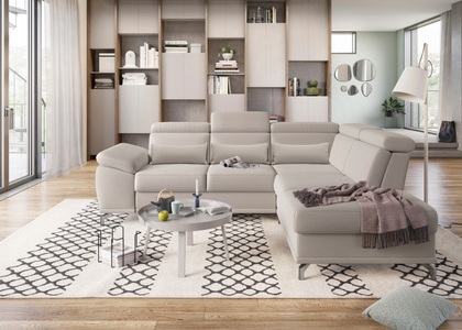 SIT&MORE, sit&more Ecksofa, sit&more Ecksofa »Cabrio L-Form, B: 274 cm, mit Sitztiefen-, Arm- & Kopfteilverstellung« 3 Nierenkissen, Federkern, optional Bettfunktion und Stauraum
