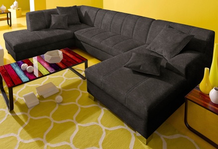 INOSIGN, INOSIGN Wohnlandschaft, wahlweise mit Bettfunktion, INOSIGN Wohnlandschaft »Turah moderne Steppung, incl. Zierkissen, auch in Leder,«, wahlweise mit Bettfunktion, B/T/H: 297/82/75 cm, U-Form