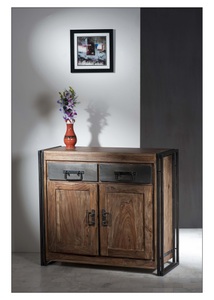 mutoni living, Kommode Natural Factory natur antikschwarz 100x90, Kommode Kuba Vintage natur 100x90