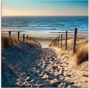 Artland Glasbild »Weg zum Nordseestrand Sonnenuntergang«