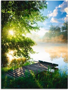Artland, Artland Wandbild »Angelsteg am Morgen«, Artland Wandbild »Angelsteg am Morgen«, Gewässer, (1 St.), als Alubild, Outdoorbild, Leinwandbild, Poster, Wandaufkleber
