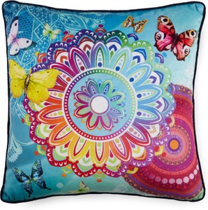 undefined, Hip Nicki-Velours Kissen Mystic, gefüllt, hip Dekokissen »Mystic«, Mit Füllung, 1 Stück, Biese, 48x48, Wendeoptik, Weich, Mandala, Bunt