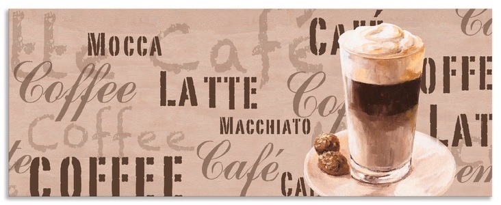 Artland, Artland Küchenrückwand »Kaffee - Latte Macchiato«, Artland Küchenrückwand »Kaffee - Latte Macchiato«, (1 tlg.), Alu Spritzschutz mit Klebeband, einfache Montage