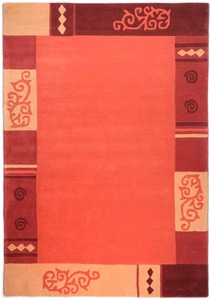 Theko®die Markenteppiche, Wollteppich Ambadi Theko®die Markenteppiche Terra, THEKO Wollteppich »Ambadi«, rechteckig, 14 mm Höhe, reine Schurwolle, handgetuftet, mit Bordüre, modern