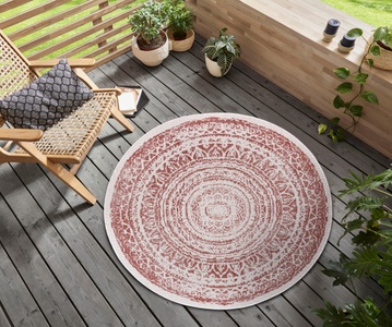 Freundin home collection, freundin Home Collection Teppich »Rosica«, rund, 5 mm Höhe, In-und Outdoor geeignet, Mandala, Wohnzimmer, Balkon, Terrasse, Garten, Pflegeleicht, Flachgewebe, Wendbar, freundin Home Collection Teppich »Rosica«, rund, 5 mm Höhe, In-& Outdoor, Wetterfest, Balkon, Garten, Wohnzimmer, Wasserfest