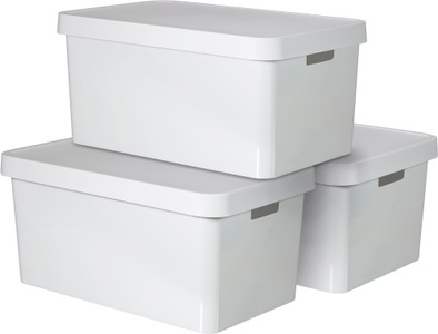 Curver, Curver Infinity Aufbewahrungsbox mit Deckel 3 Stk. 45 L Weiß 240683, Curver Organizer »INFINITY«, (Set, 3 St.), Aufbewahrungsbox, stapelbar, 45 Liter, weiss