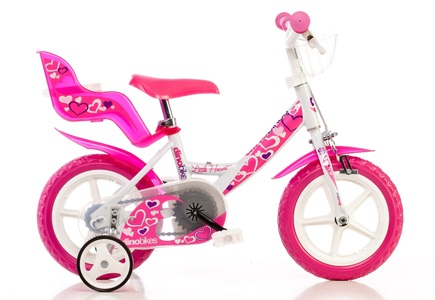 Dino, Dino Kinderfahrrad »Girlie«, 1 Gang, Dino Kinderfahrrad »Mädchenfahrrad 12 Zoll«, 1 Gang, mit Stützrädern, Korb und Puppensitz