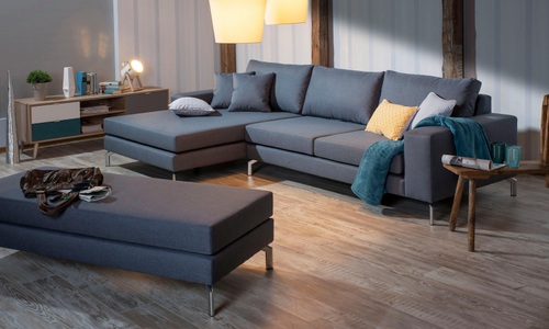 MAX WINZER, Max Winzer® Ecksofa »Flori«, Max Winzer® Ecksofa »Flori guter Sitzkomfort, aktuelles Design, eleganter Chromfuss« mit Longchair links oder rechts, inklusive Zierkissen